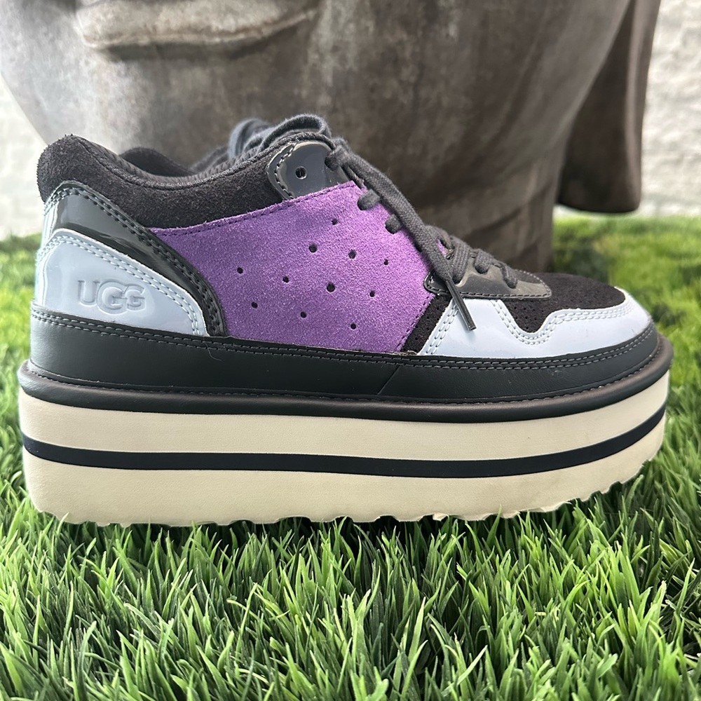 UGG Australia Platform Sneaker Shoes Leather Blue Navy Purple suede size US 7 - Picture 7 of 11